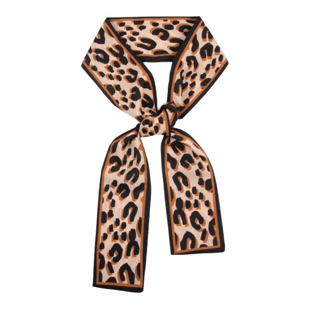 Leopard Printed Scarf Hair Bag Ribbon Neck Wrap